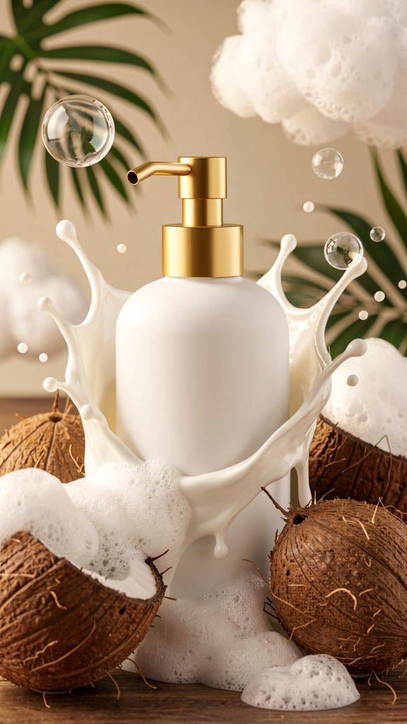 Minimal white bottle with golden pump su